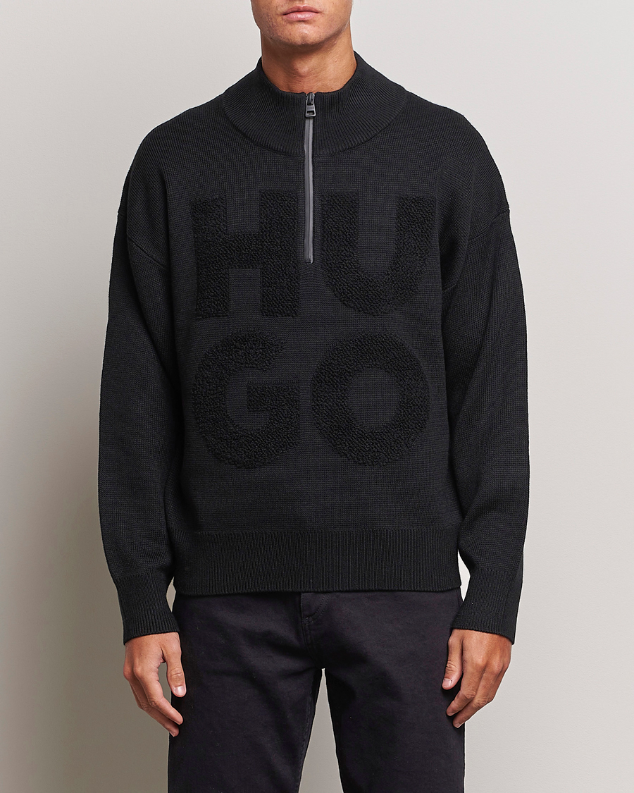 Heren |  | HUGO | Sonel Knitted Half Zip Black