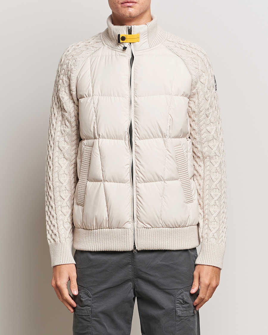 Heren | Jassen | Parajumpers | Great Aran Knitted Hybrid Jacket Bone