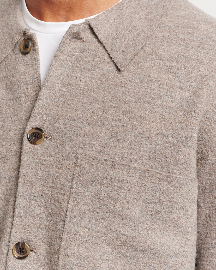 Heren | Truien | NN07 | Jonas Boiled Wool Cardigan Khaki Beige