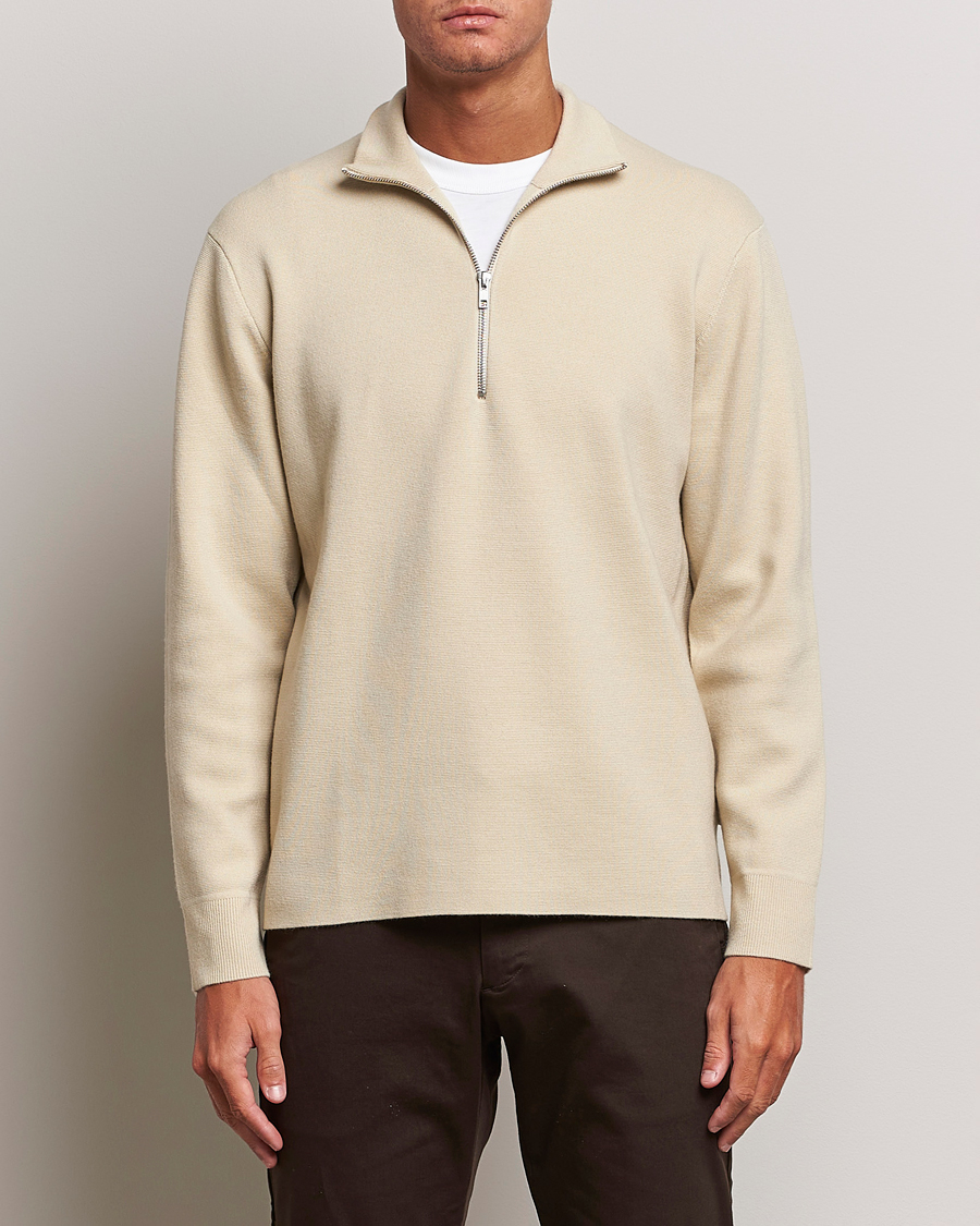 Heren | Half-zip | NN07 | Harald Cotton/Modal Half Zip Ecru