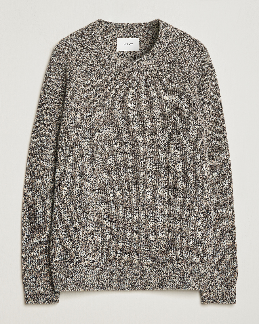 Heren | Truien | NN07 | Jacobo Heavy Knitted Sweater Khaki Melange