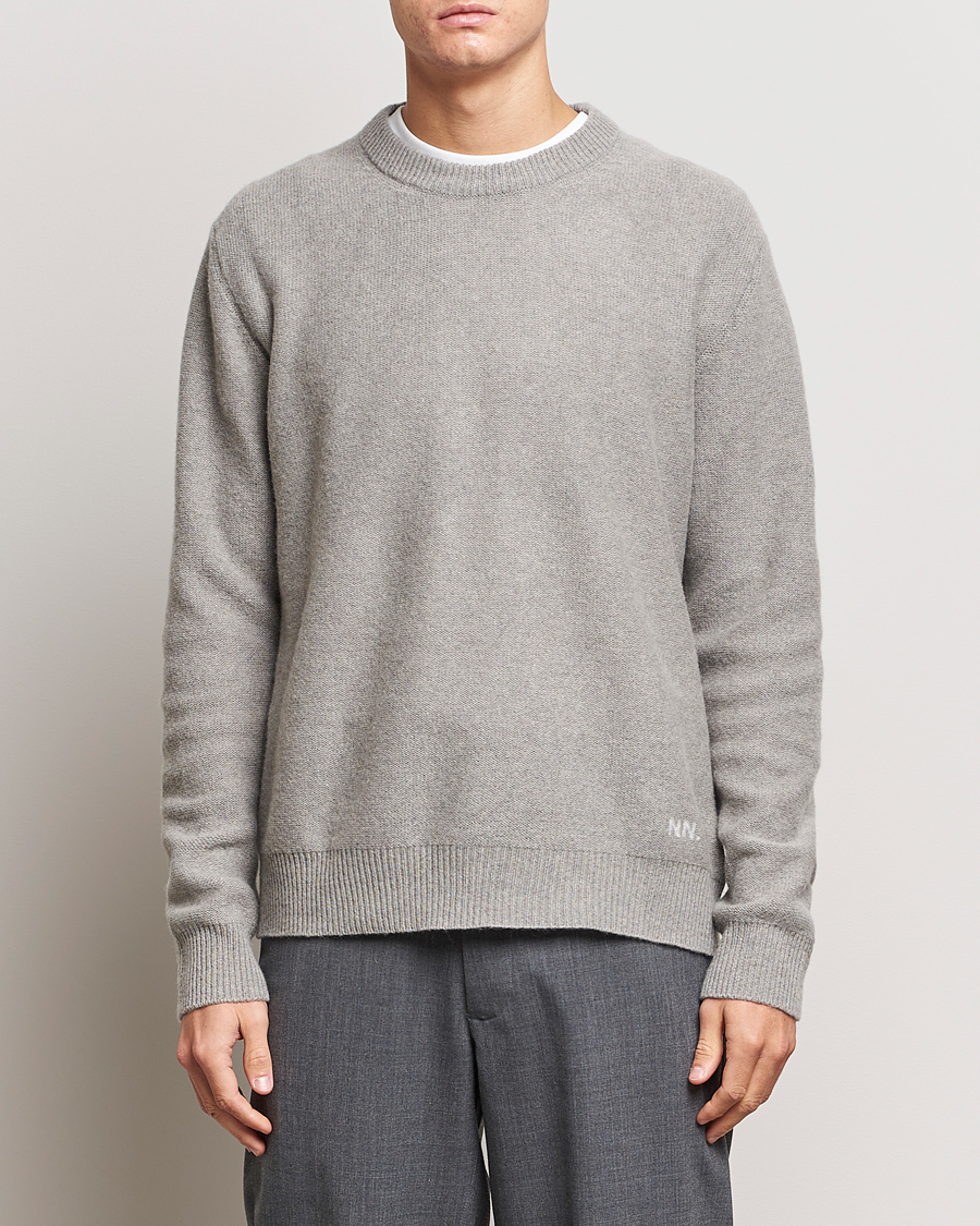 Heren | Truien | NN07 | Nigel Lambswool Crew Neck Pullover Light Grey Melange