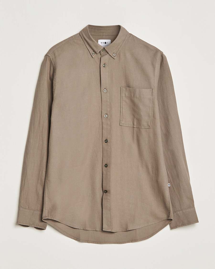 Heren |  | NN07 | Arne Brushed Flannel Shirt Dark Clay