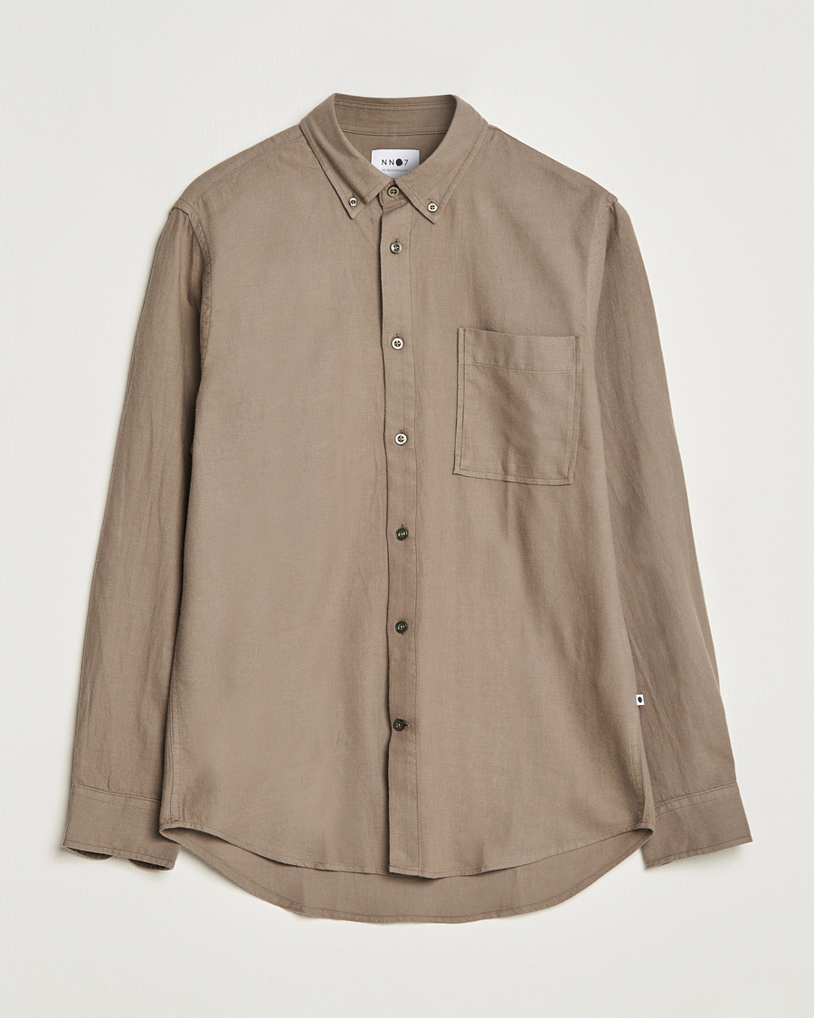 Heren | Overhemden | NN07 | Arne Brushed Flannel Shirt Dark Clay