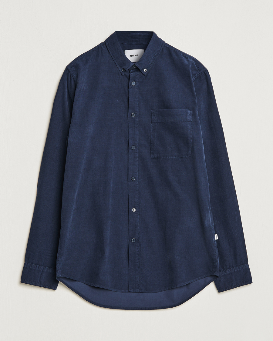 Heren | Overhemden | NN07 | Arne Baby Cord Shirt Navy Blue