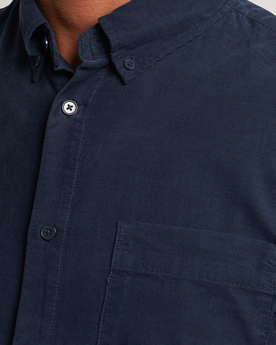 Heren | Overhemden | NN07 | Arne Baby Cord Shirt Navy Blue