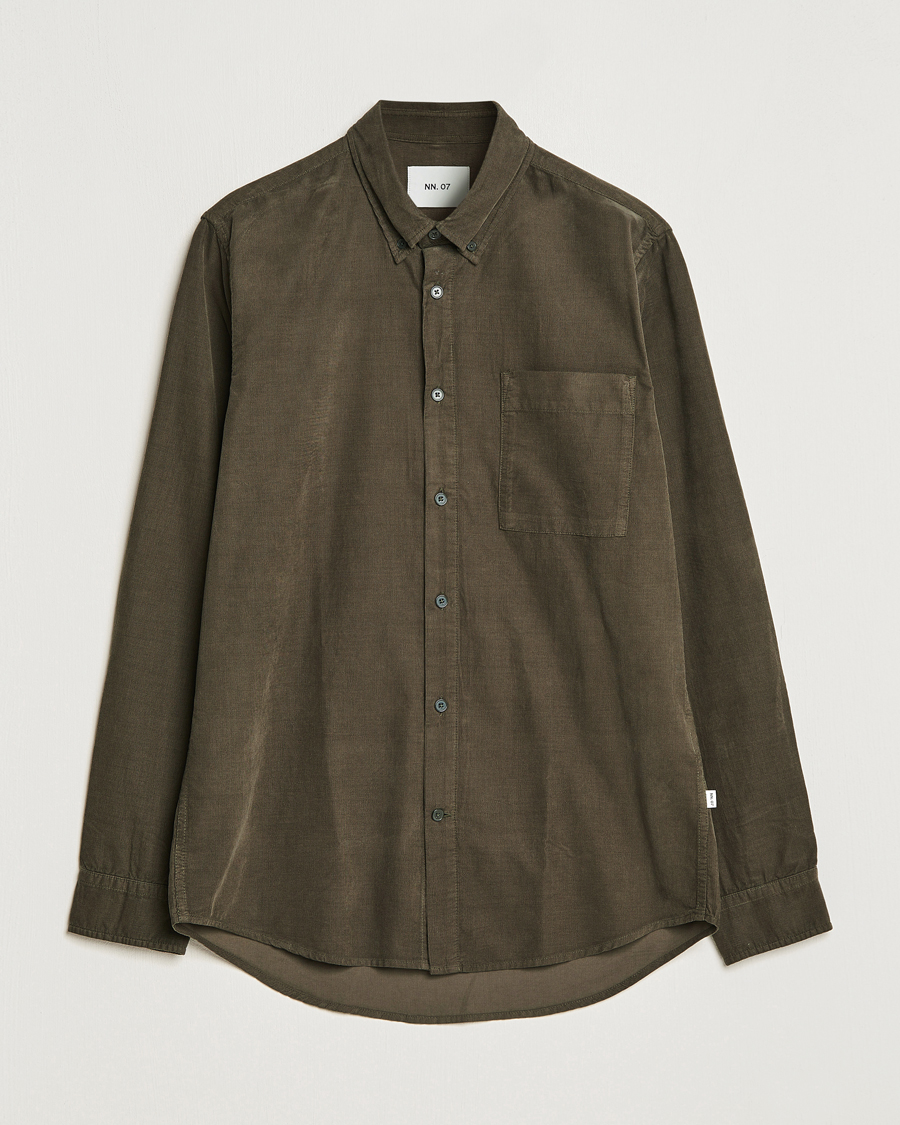 Heren | Overhemden | NN07 | Arne Baby Cord Shirt Dark Army