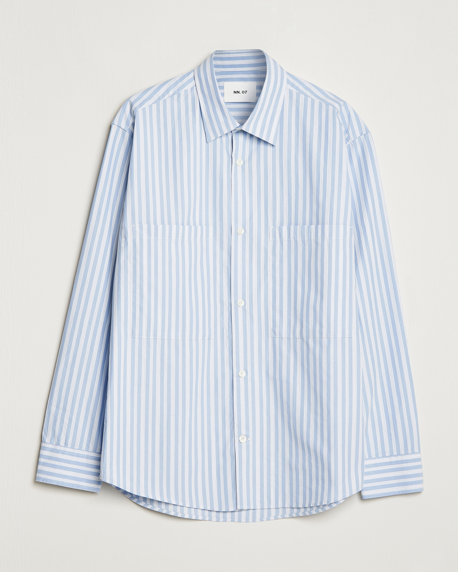 Heren | Overhemden | NN07 | Freddie Poplin Striped Shirt Blue/White