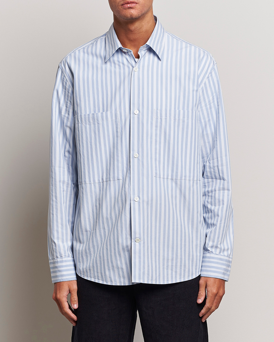 Heren | Overhemden | NN07 | Freddie Poplin Striped Shirt Blue/White