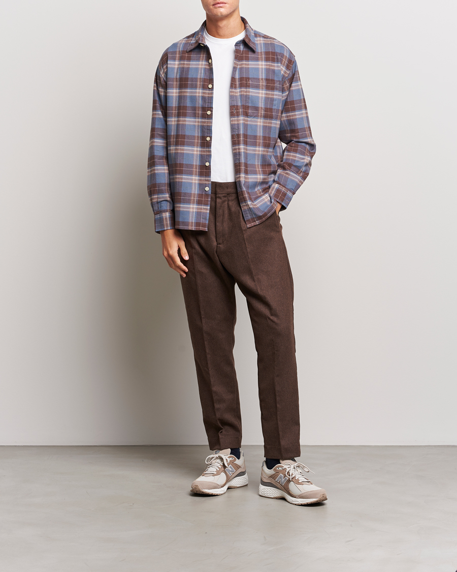 Heren | Broeken | NN07 | Bill Brushed Flannel Pleated Trousers Demitasse Brown