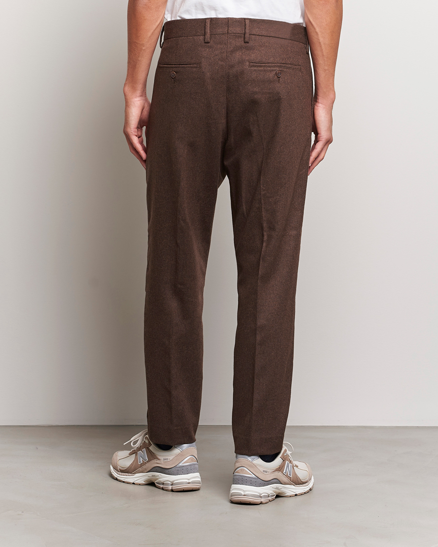 Heren | Broeken | NN07 | Bill Brushed Flannel Pleated Trousers Demitasse Brown