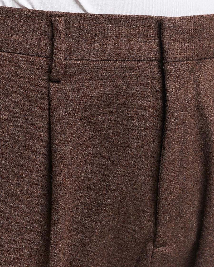 Heren | Broeken | NN07 | Bill Brushed Flannel Pleated Trousers Demitasse Brown