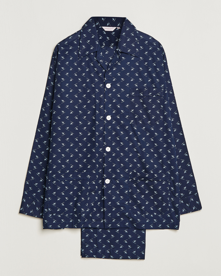 Heren | Pyjama's en gewaden | Derek Rose | Cotton Ski Pyjama Set Navy