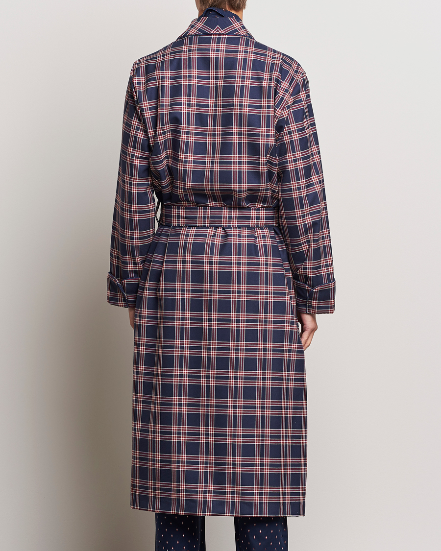 Heren | Pyjama's en gewaden | Derek Rose | Wool Checked Gown Navy
