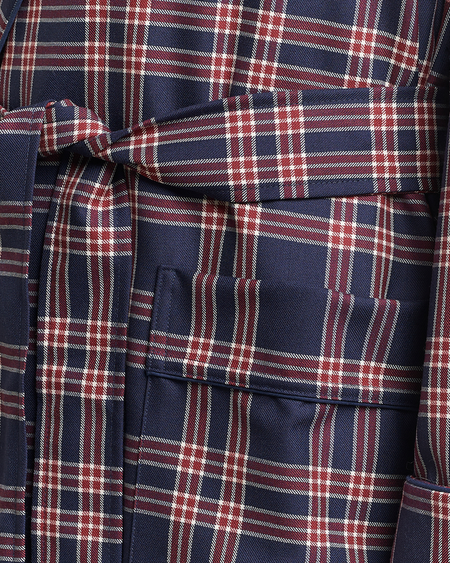 Heren | Pyjama's en gewaden | Derek Rose | Wool Checked Gown Navy