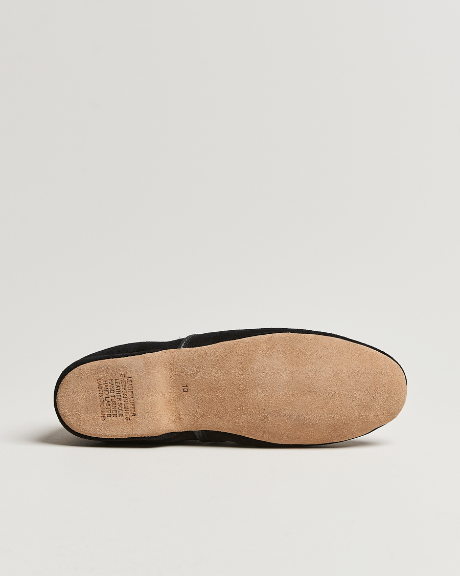 Heren | Derek Rose Crawford Sheepskin Suede Slippers Black | Derek Rose | Crawford Sheepskin Suede Slippers Black