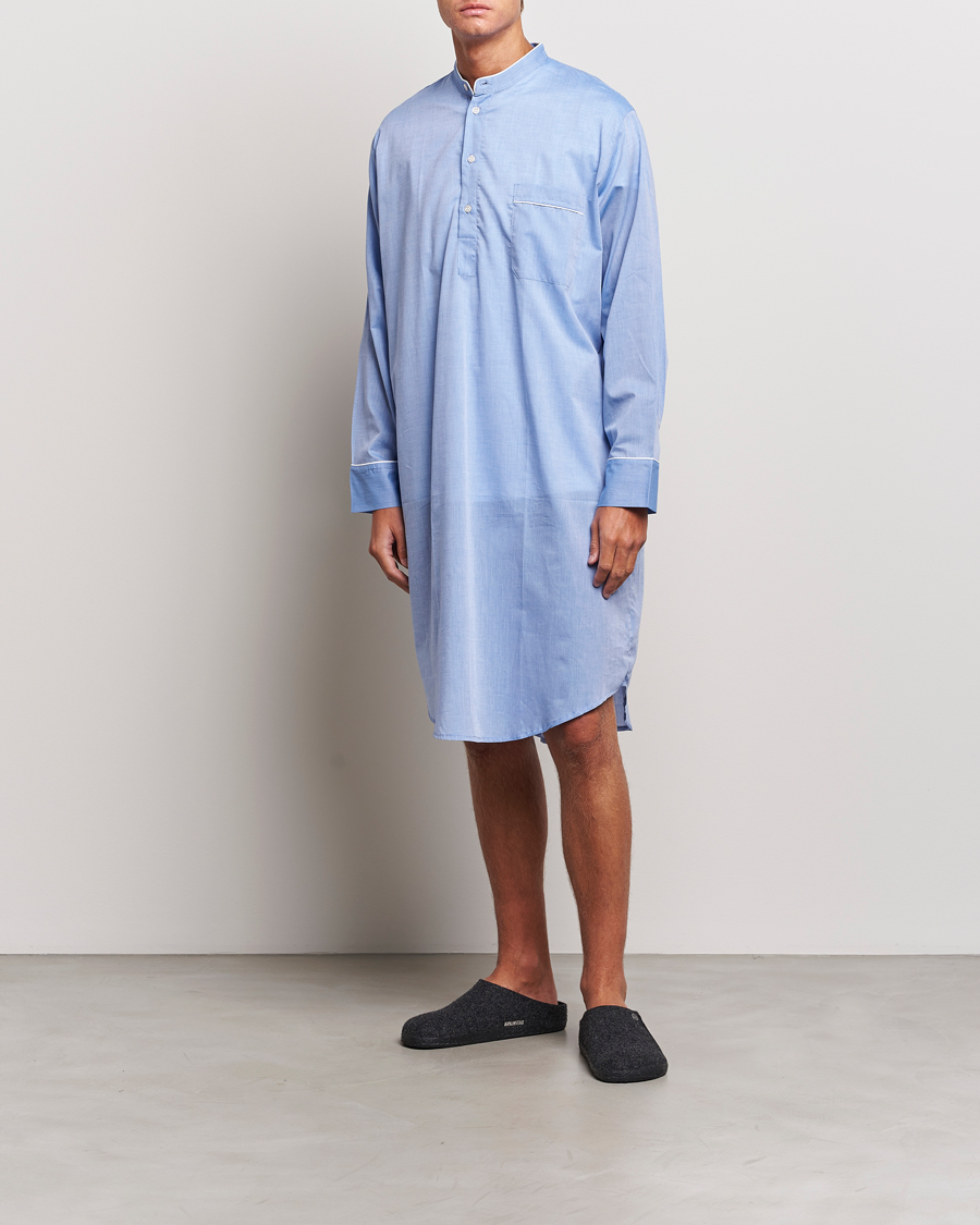 Heren | Derek Rose Cotton Pullover Nightshirt Light Blue | Derek Rose | Cotton Pullover Nightshirt Light Blue