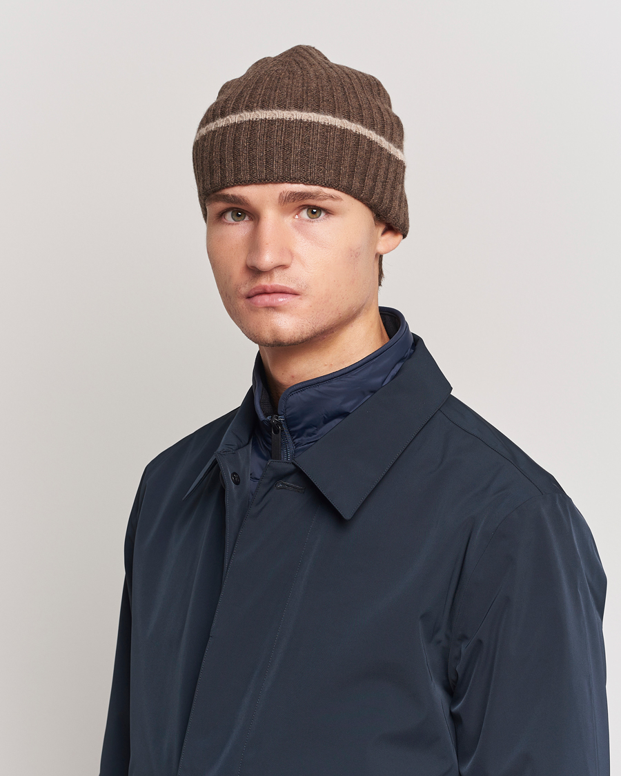 Heren |  | Amanda Christensen | Rib Knitted Cashmere Paspoal Cap Brown Melange