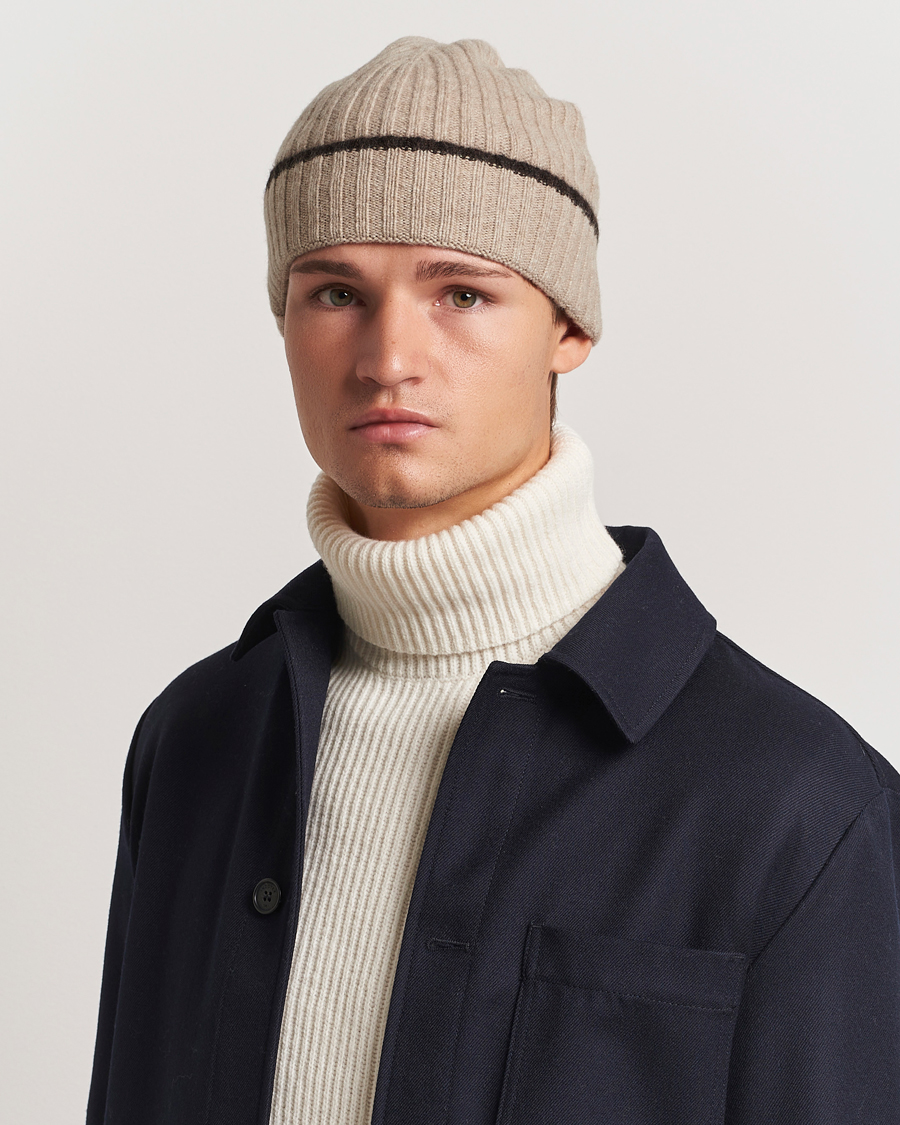 Heren | Mutsen | Amanda Christensen | Rib Knitted Cashmere Paspoal Cap Grey Melange