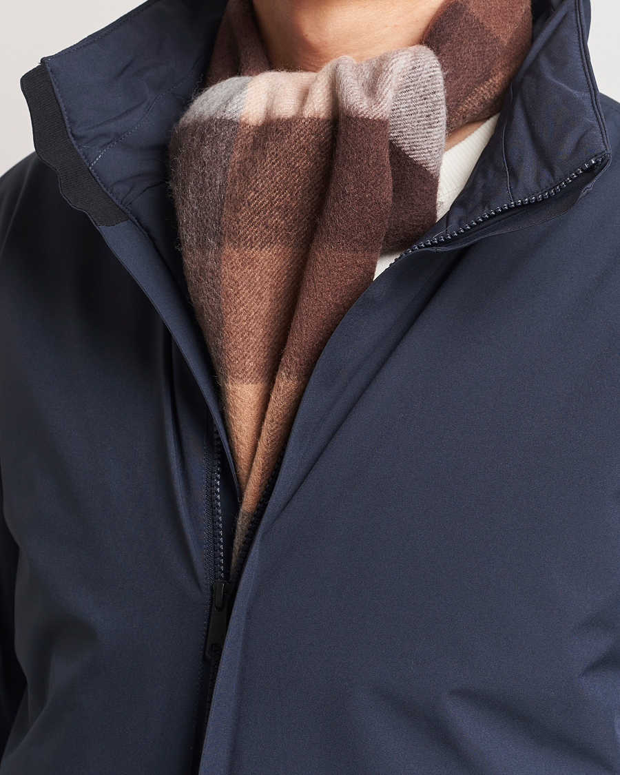 Heren | Amanda Christensen Merino Wool Block Check Scarf Brown Multi | Amanda Christensen | Merino Wool Block Check Scarf Brown Multi