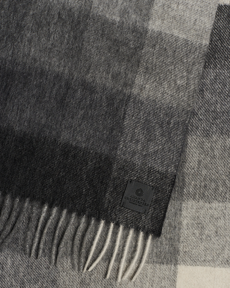 Heren | Amanda Christensen Merino Wool Block Check Scarf Black/Grey | Amanda Christensen | Merino Wool Block Check Scarf Black/Grey
