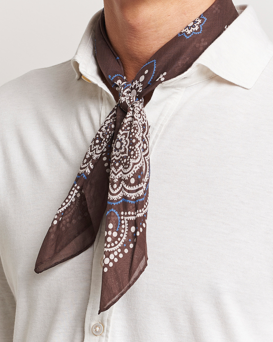 Heren |  | Amanda Christensen | Cotton Voilé Printed Flower Bandana Brown