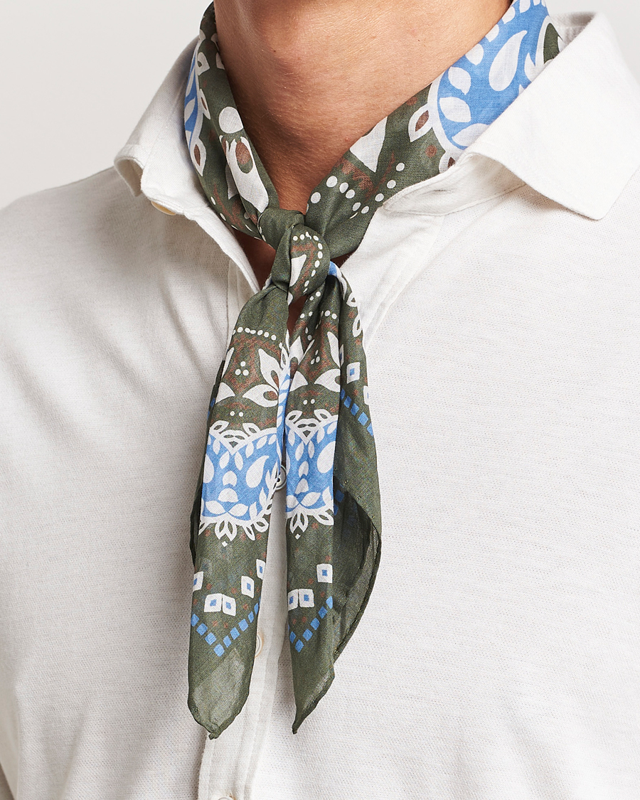 Heren |  | Amanda Christensen | Cotton Voilé Printed Flower Bandana Olive