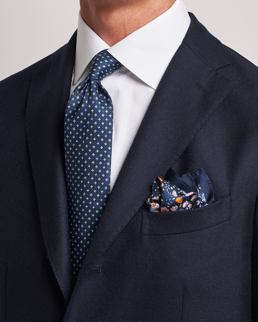 Heren |  | Amanda Christensen | Box Set Silk 8cm Tie and Twill Pocket Square Navy