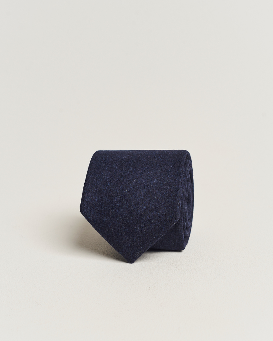 Heren | Amanda Christensen Wool Flannel 8cm Tie Navy | Amanda Christensen | Wool Flannel 8cm Tie Navy