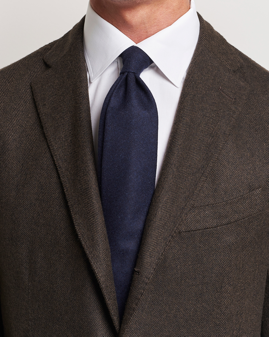 Heren |  | Amanda Christensen | Wool Flannel 8cm Tie Navy