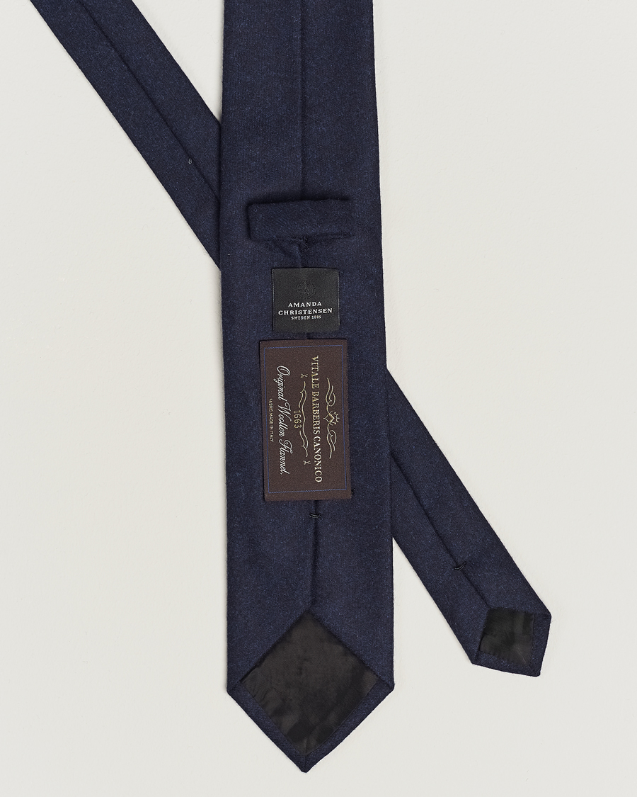 Heren | Amanda Christensen Wool Flannel 8cm Tie Navy | Amanda Christensen | Wool Flannel 8cm Tie Navy