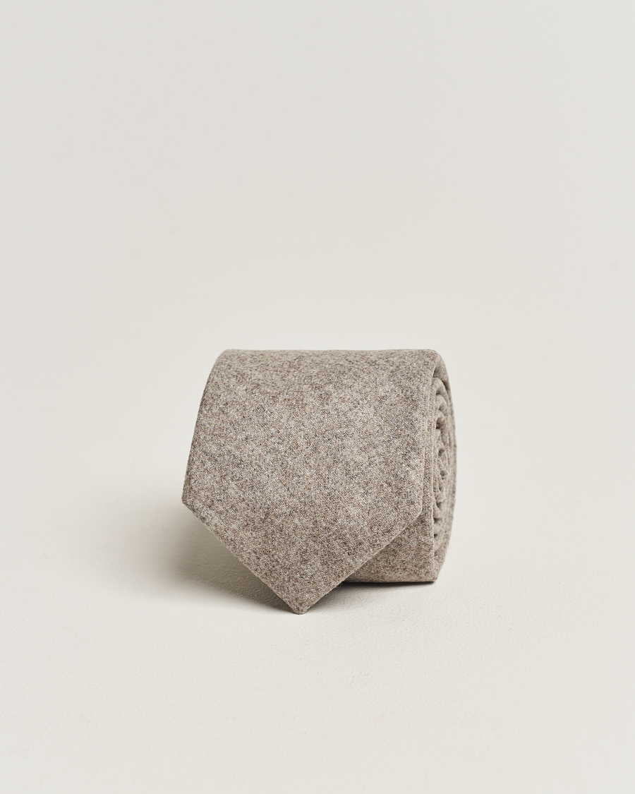 Heren | Stropdassen | Amanda Christensen | Wool Flannel 8cm Tie Beige