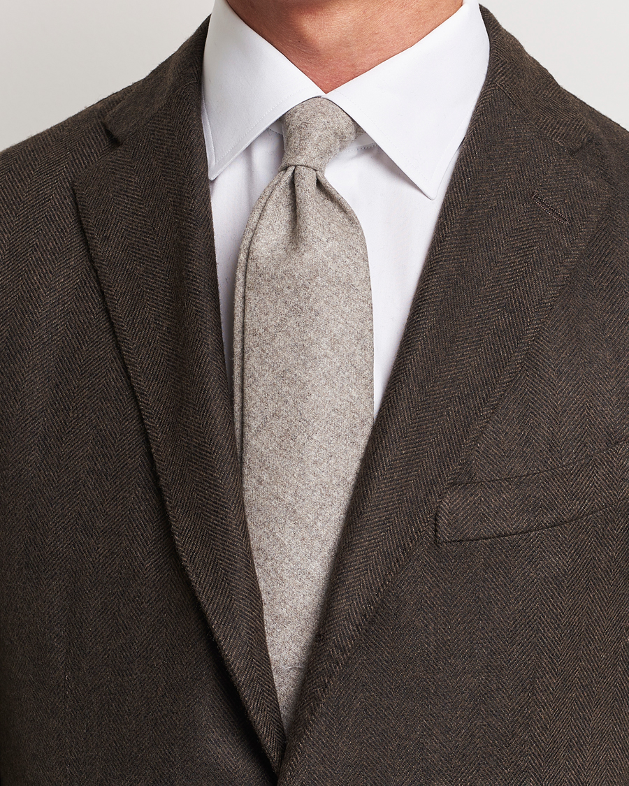 Heren |  | Amanda Christensen | Wool Flannel 8cm Tie Beige Melange