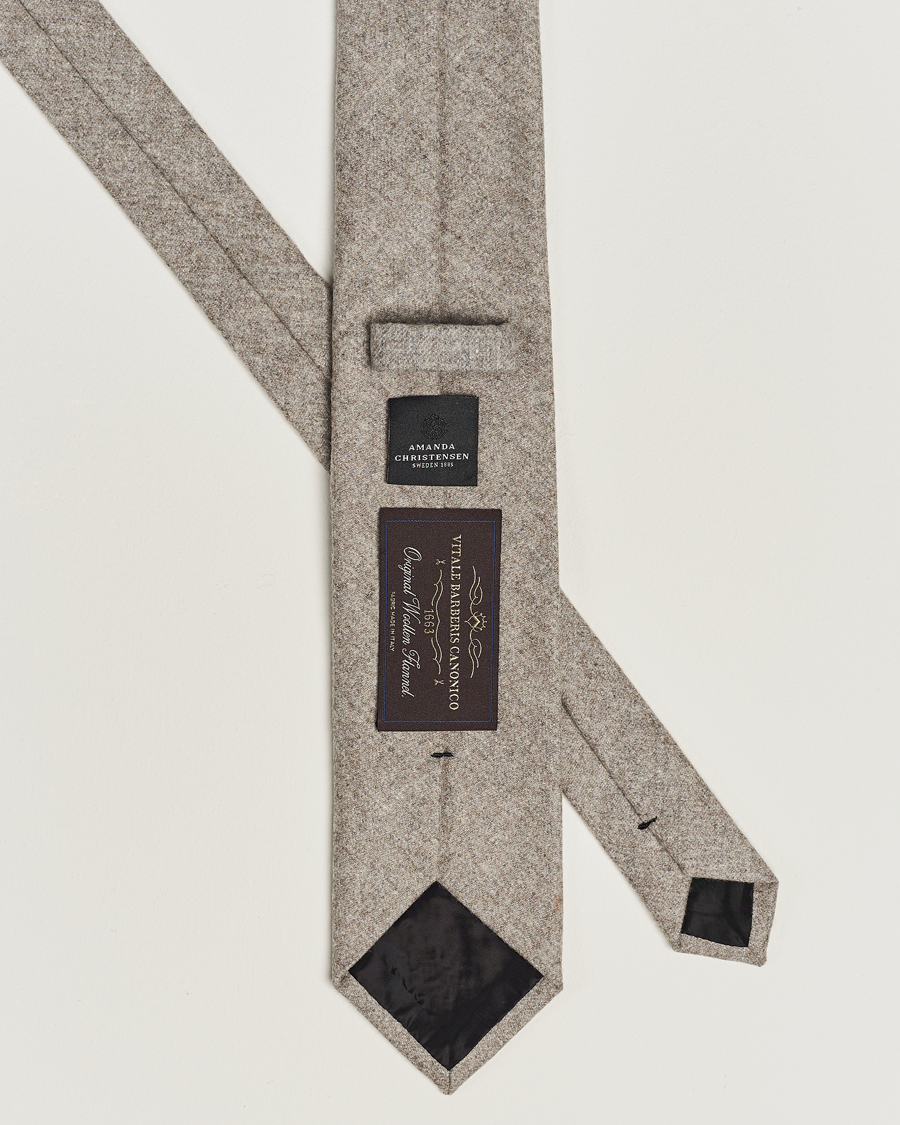 Heren | Stropdassen | Amanda Christensen | Wool Flannel 8cm Tie Beige