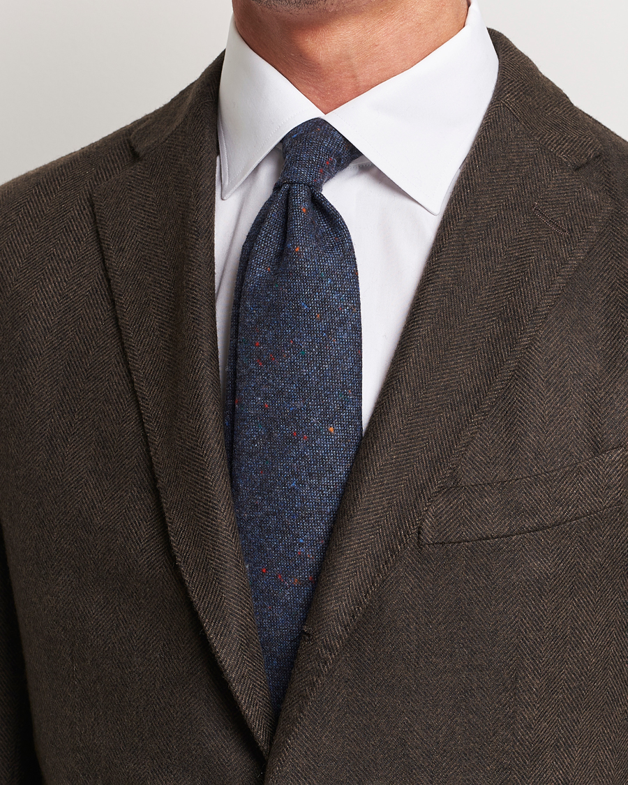 Heren |  | Amanda Christensen | Wool Donegal 8cm Tie Navy