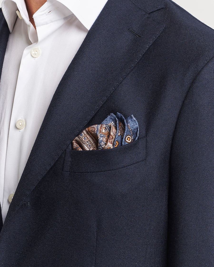 Heren |  | Amanda Christensen | Cotton Flannel Doublefaced Pocket Square Navy