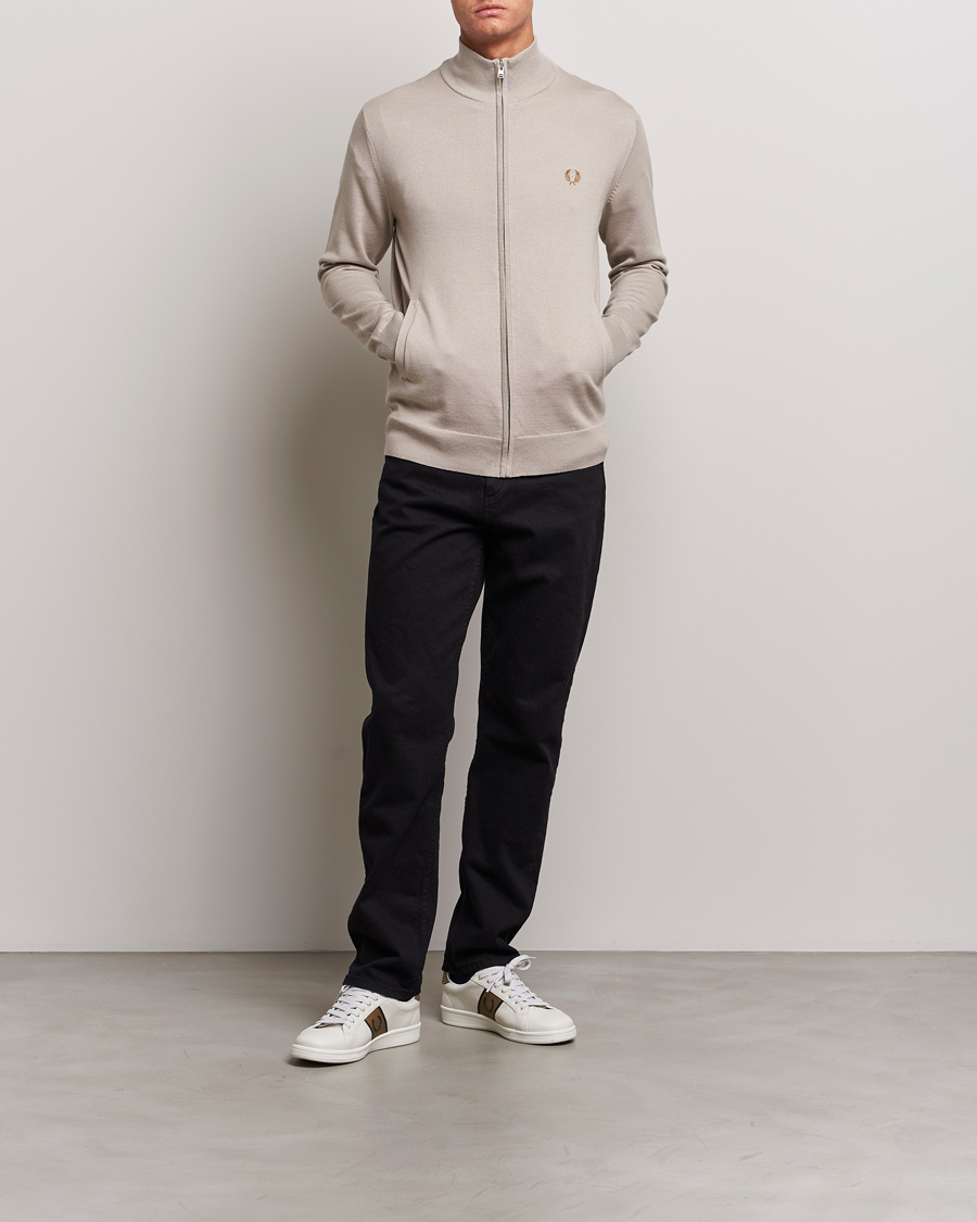 Heren | Truien | Fred Perry | Knitted Zip Through Jacket Dark Oatmeal