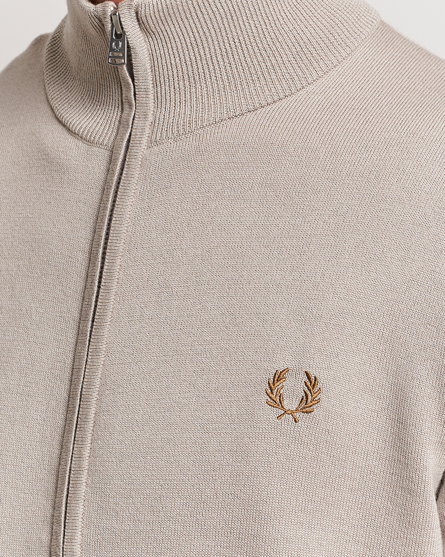 Heren | Truien | Fred Perry | Knitted Zip Through Jacket Dark Oatmeal