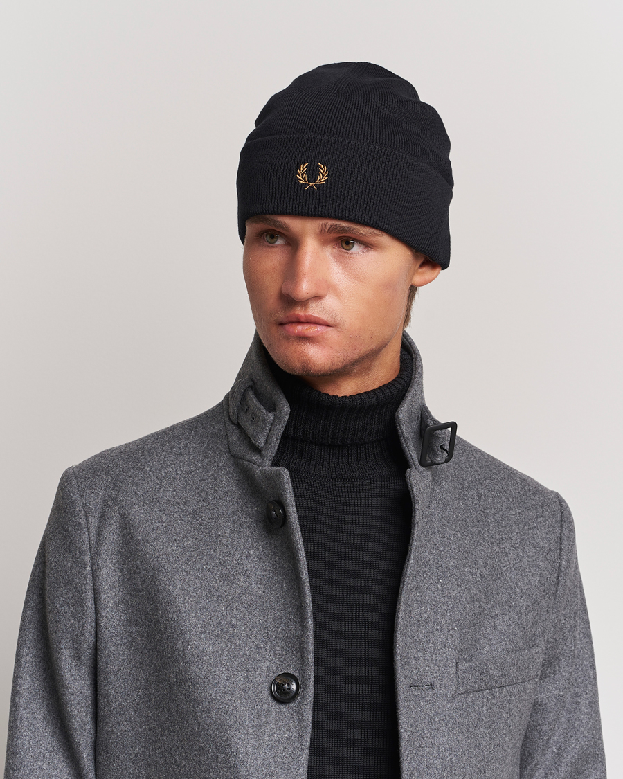 Heren |  | Fred Perry | Merino Wool Beanie Black