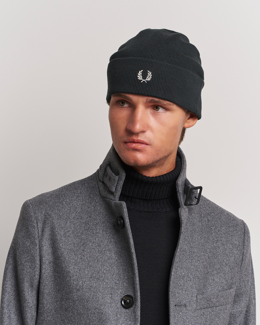 Heren |  | Fred Perry | Merino Wool Beanie Night Green