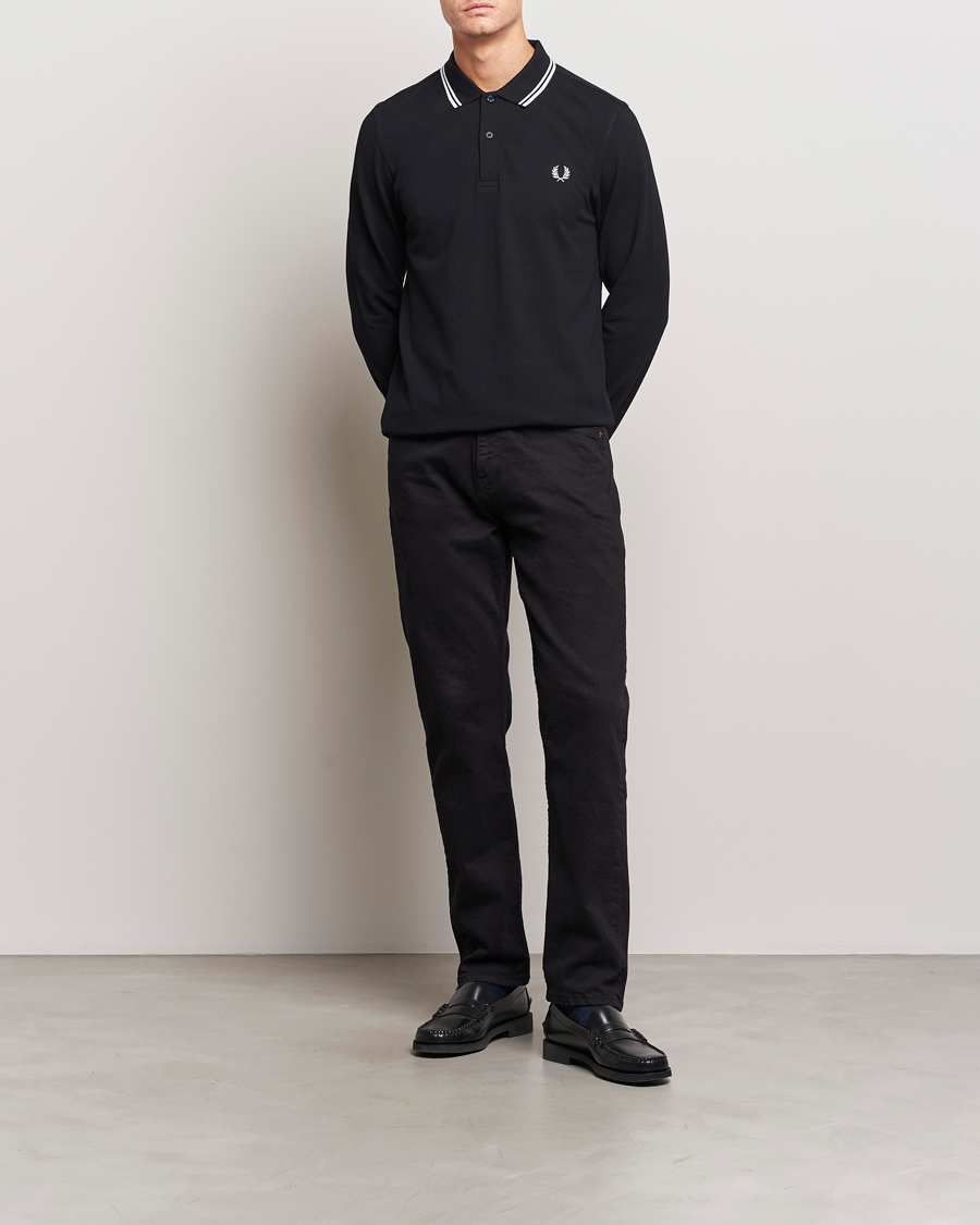 Heren | Polo's | Fred Perry | Long Sleeve Twin Tipped Shirt Black