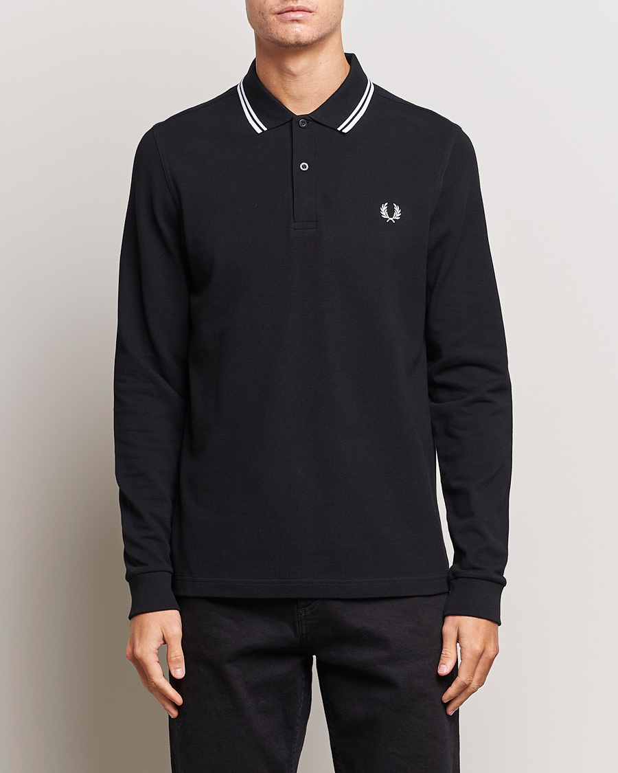 Heren | Poloshirts met korte mouwen | Fred Perry | Long Sleeve Twin Tipped Shirt Black