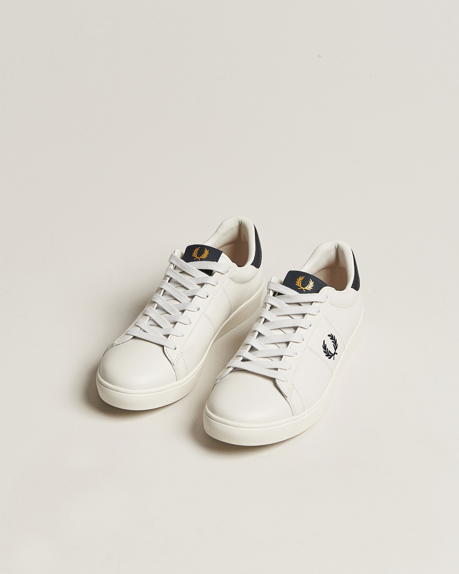 Heren | Afdelingen | Fred Perry | Spencer Leather Sneakers Porcelain/Navy