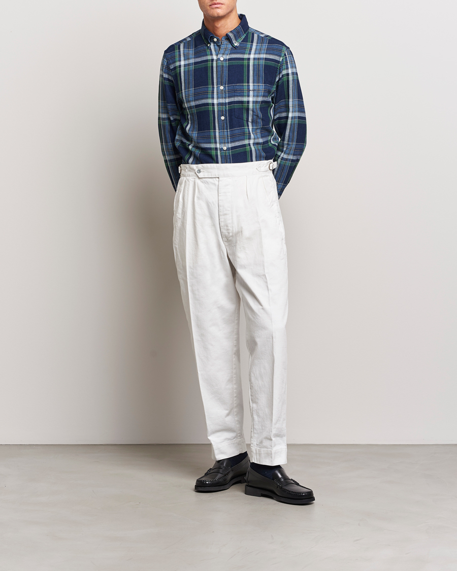Heren | Overhemden | GANT | Regular Fit Twill Checked Shirt Dark Indigo
