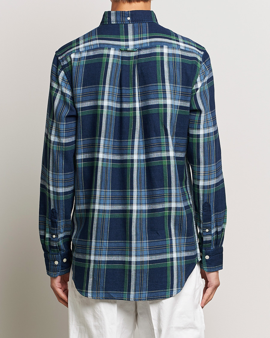 Heren | Overhemden | GANT | Regular Fit Twill Checked Shirt Dark Indigo