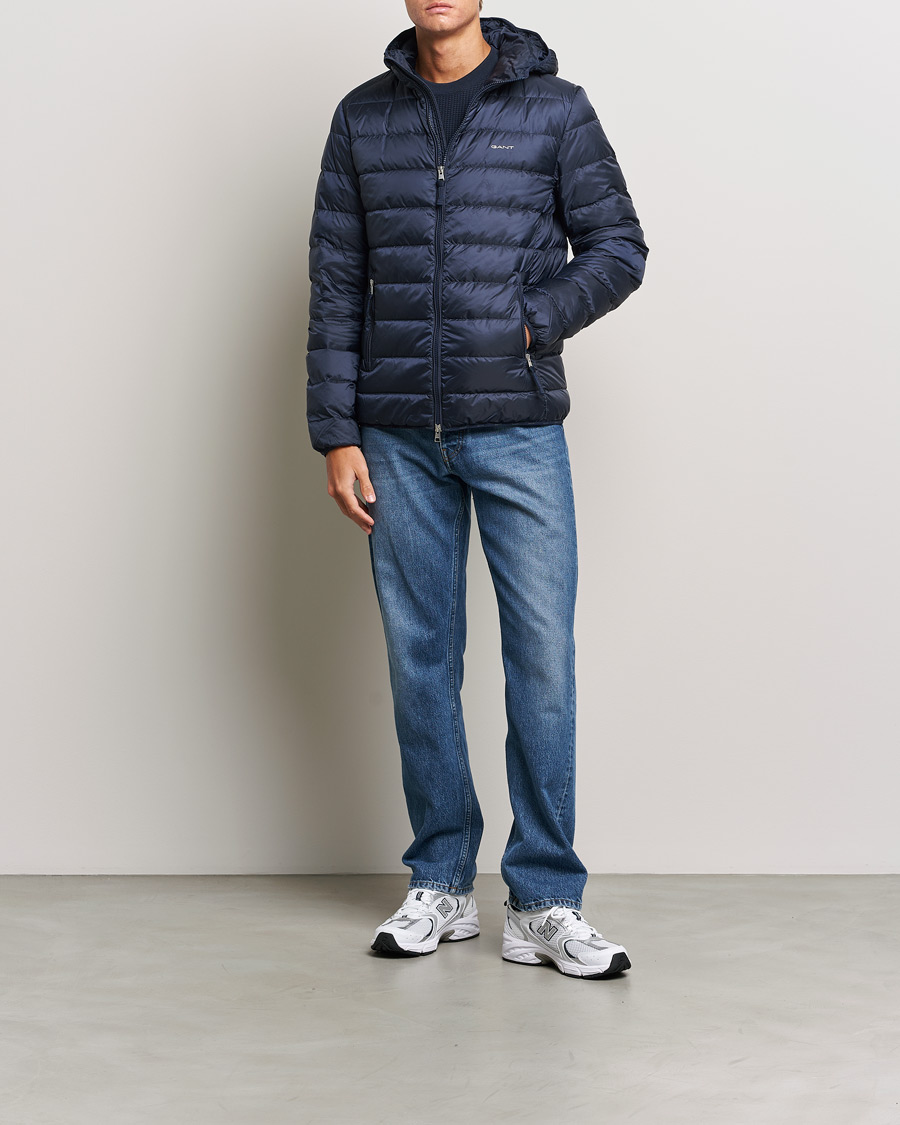 Heren | Jassen | GANT | Light Down Hooded Jacket Evening Blue