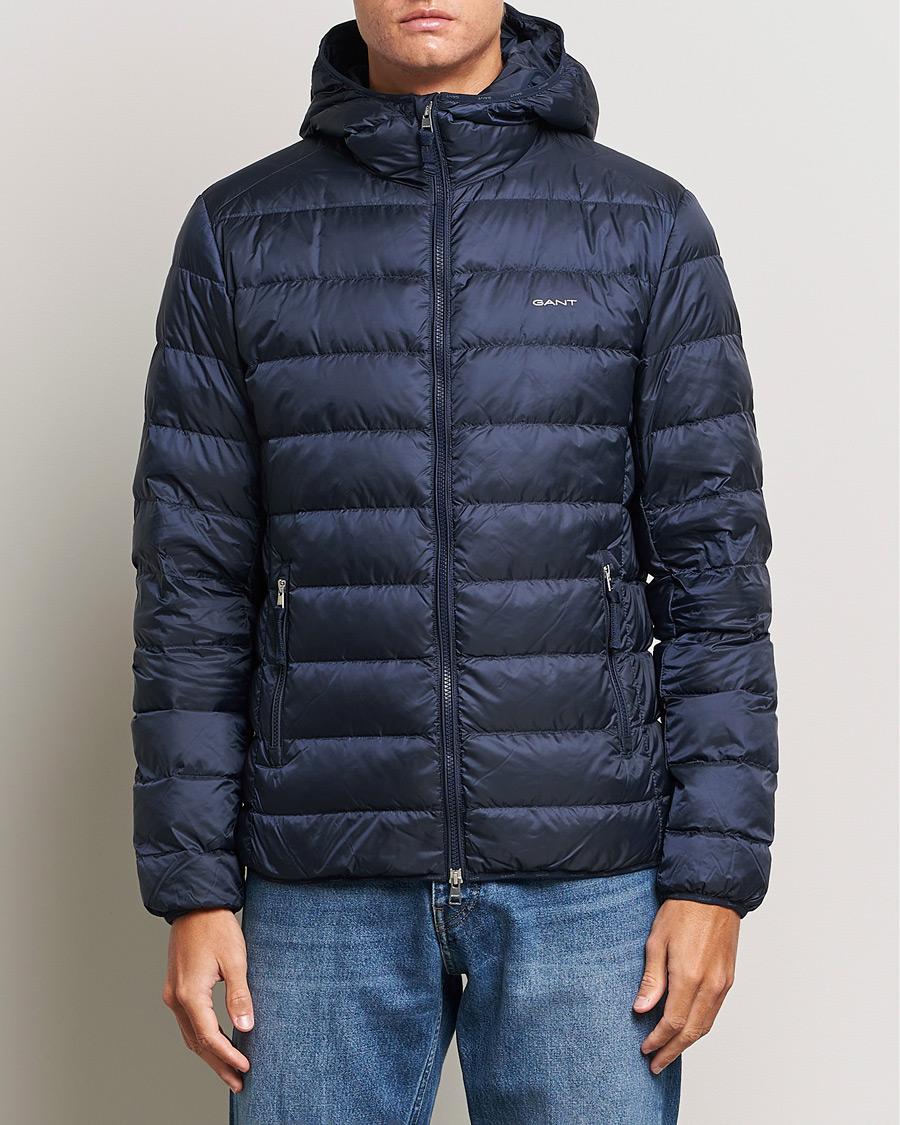 Heren | Jassen | GANT | Light Down Hooded Jacket Evening Blue
