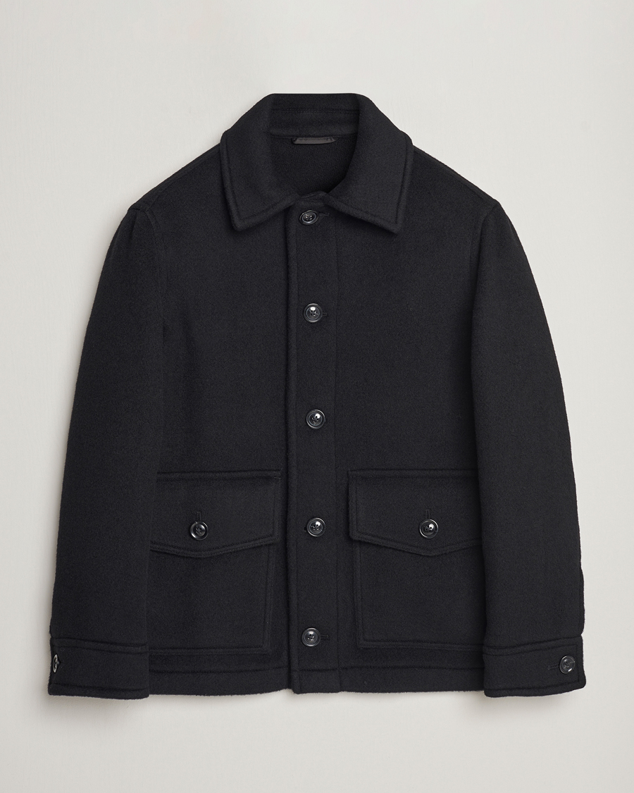 Heren | Jassen | GANT | Short Wool Jacket Black