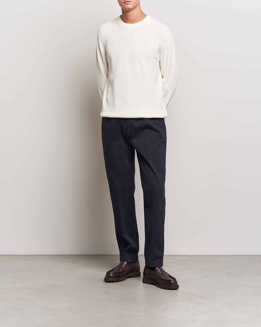 Heren | Truien | GANT | Cotton/Wool Rib Knitted Crew Neck Cream