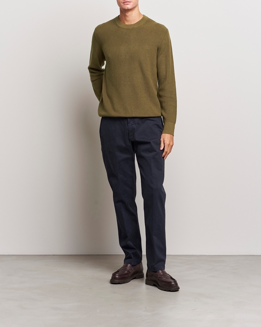 Heren | Truien | GANT | Cotton/Wool Rib Knitted Crew Neck Dark Cactus